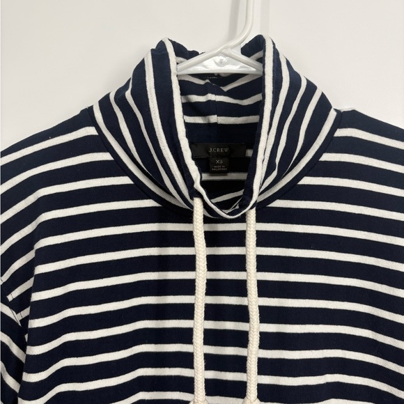 J. Crew Funnelneck Pullover in Striped Mariner Cloth Navy and White - Picture 3 of 9